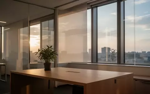 Ein minimalistischer, leerer Arbeitsplatz in einem hellen, modernen Bürogebäude mit natürlichem Tageslicht. - Foto: über boerse-global.de