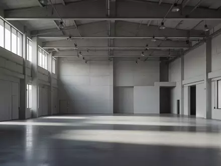 Ein minimalistisch gestalteter Industrieraum mit klaren architektonischen Linien und natürlichem Lichteinfall auf einem Betonboden. - Foto: über boerse-global.de