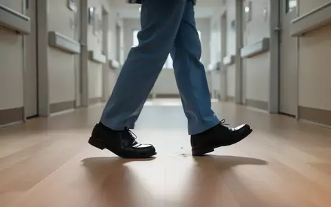 Nahaufnahme von Füßen beim Gehen auf einem hellen Boden in einem minimalistischen, klinischen Flur. - Foto: über boerse-global.de
