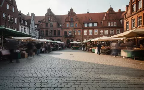Belebter, verschwommener Marktplatz in einer Kleinstadt mit historischer Architektur bei Tageslicht. - Foto: über boerse-global.de