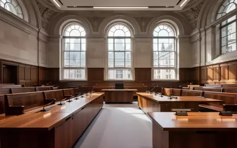 Ein leerer parlamentarischer Ausschusssaal mit Holztischen und hohen Fenstern in einem historischen Gebäude in London. - Foto: über boerse-global.de