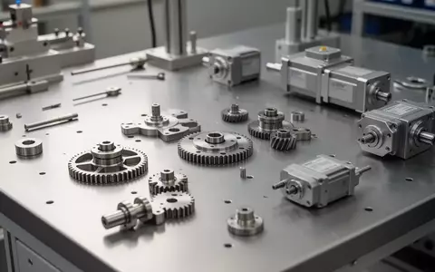 Eine Werkbank mit präzisen mechanischen Bauteilen und Aktuatoren in einer industriellen Fertigungsumgebung. - Foto: über boerse-global.de