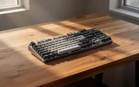 Eine hochwertige mechanische Tastatur auf einem schlichten Holztisch in einem hellen, ruhigen Arbeitsbereich. - Foto: über boerse-global.de