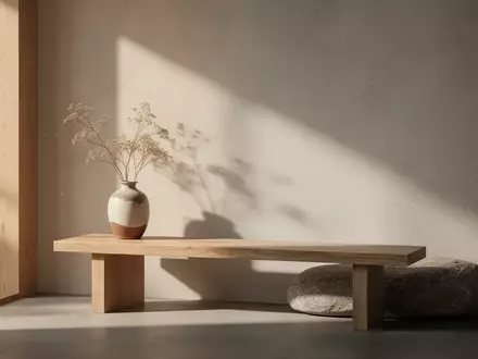 Ein minimalistischer, lichtdurchfluteter Raum mit natürlichen Materialien und sanften Schatten, der eine Atmosphäre von Ruhe und Harmonie ausstrahlt. - Foto: über boerse-global.de