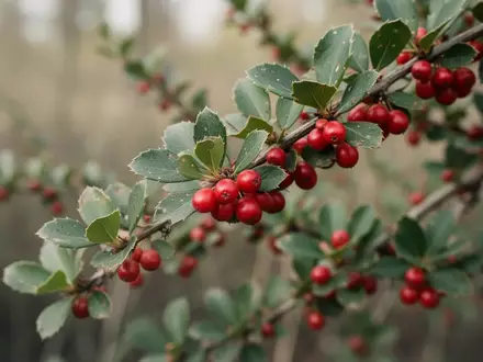 Nahaufnahme von Zweigen der Berberitze mit roten Beeren und grünen Blättern in natürlicher Umgebung. - Foto: über boerse-global.de