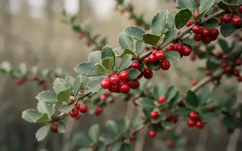 Nahaufnahme von Zweigen der Berberitze mit roten Beeren und grünen Blättern in natürlicher Umgebung. - Foto: über boerse-global.de