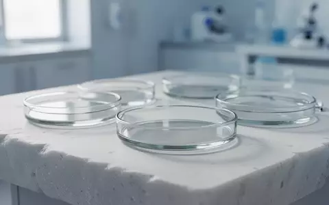 Leere Laborschalen auf einem weißen Tisch in einem sterilen, klinischen Umfeld. - Foto: über boerse-global.de