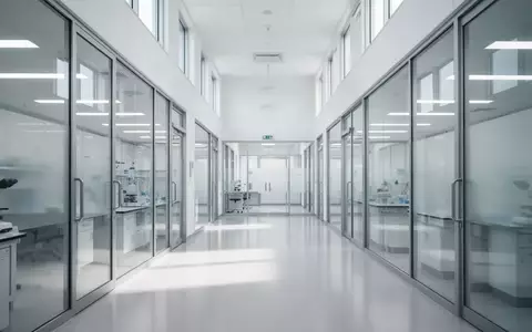 Ein minimalistischer, heller Flur in einem modernen klinischen Forschungszentrum ohne Personen. - Foto: über boerse-global.de
