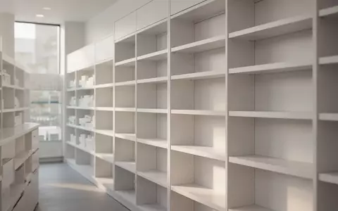 Helle, moderne Apothekenregale in einer ruhigen, minimalistischen Umgebung. - Foto: über boerse-global.de