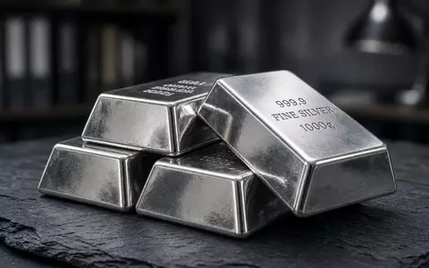 Gestapelte Silberbarren auf einer dunklen Schieferplatte bei gedimmter, professioneller Beleuchtung. - Foto: über boerse-global.de
