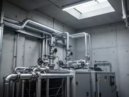Industrielle Kühlanlage und technische Infrastruktur in einer Produktionshalle mit metallischen Rohrleitungen. - Foto: über boerse-global.de