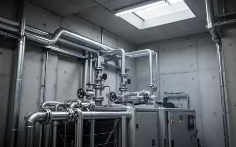 Industrielle Kühlanlage und technische Infrastruktur in einer Produktionshalle mit metallischen Rohrleitungen. - Foto: über boerse-global.de