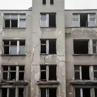 Eine verwitterte Wohnhausfassade in Berlin Mitte mit leeren Fenstern und bröckelndem Putz bei bewölktem Tageslicht. - Foto: über boerse-global.de