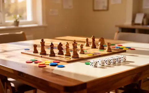 Ein heller, einladender Gemeinschaftsraum mit einem Holztisch, auf dem Spielsteine und Würfel für Gesellschaftsspiele liegen. - Foto: über boerse-global.de