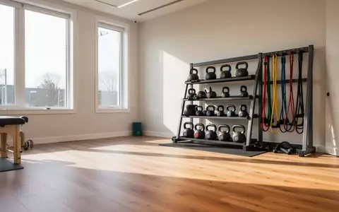 Ein heller, moderner Therapieraum mit Sportgeräten wie Kettlebells und Widerstandsbändern in einer ruhigen Umgebung. - Foto: über boerse-global.de
