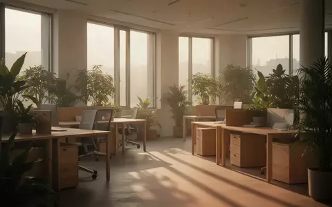 Ein heller, minimalistischer und ruhiger Büroraum mit Pflanzen und sanftem Tageslicht, der eine entspannte Atmosphäre vermittelt. - Foto: über boerse-global.de