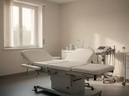 Ein minimalistischer und heller medizinischer Untersuchungsraum in einer italienischen Gesundheitseinrichtung. - Foto: über boerse-global.de