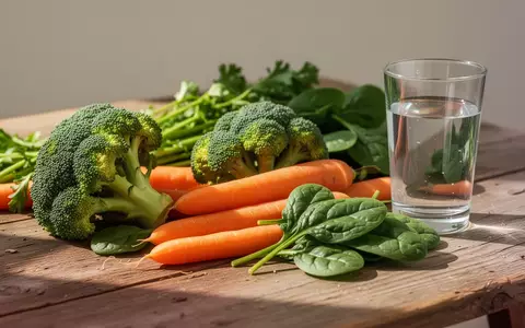 Frisches, gesundes Gemüse und ein Glas Wasser auf einem hölzernen Tisch als Symbol für bewusste Ernährung und Prävention. - Foto: über boerse-global.de