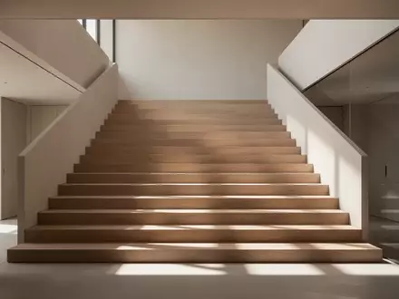 Eine helle, moderne Treppe in einem minimalistischen Gebäude mit natürlichem Lichteinfall. - Foto: über boerse-global.de