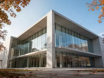Moderne Glas- und Betonfassade eines RegierungsgebĂ€udes an einem sonnigen Herbsttag. - Foto: ĂŒber boerse-global.de