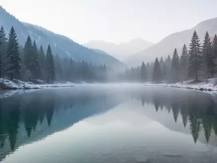 Ein ruhiger Bergsee in einer kühlen, natürlichen Umgebung unter klarem Himmel. - Foto: über boerse-global.de