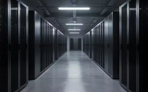 Ein minimalistischer, leerer Serverraum mit metallischen Schränken und kühler Beleuchtung in einer modernen Industrieumgebung. - Foto: über boerse-global.de