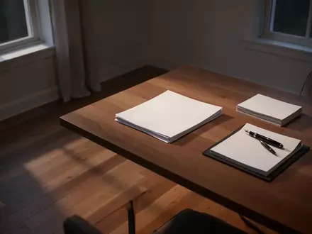 Ein minimalistisch eingerichtetes, leeres Arbeitszimmer mit einem aufgeräumten Schreibtisch bei sanftem Tageslicht. - Foto: über boerse-global.de