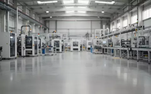 Eine moderne, weitläufige Industriehalle mit polierten Betonböden und industriellen Produktionsanlagen im Hintergrund. - Foto: über boerse-global.de