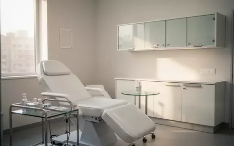 Ein minimalistischer Beratungsraum in einer Apotheke mit einem medizinischen Stuhl und neutraler Einrichtung. - Foto: über boerse-global.de