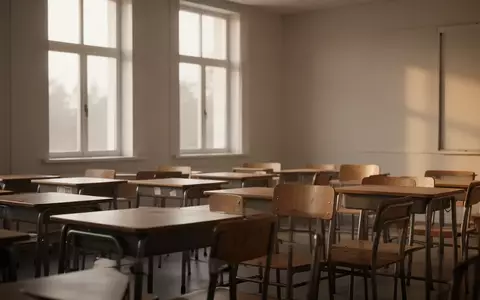 Ein leerer Klassenraum mit Holztischen und Stühlen in natürlichem Licht. - Foto: über boerse-global.de