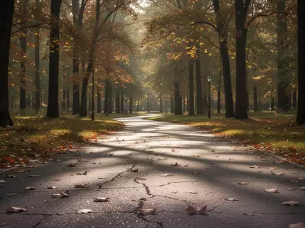 Ein von der Sonne beleuchteter Weg in einem herbstlichen Wald, der zum Gehen einlädt. - Foto: über boerse-global.de