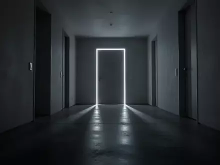 Ein schmaler, leerer Flur in einem modernen Wohngebäude bei Nacht mit langgezogenen Schatten und gedimmter Beleuchtung. - Foto: über boerse-global.de