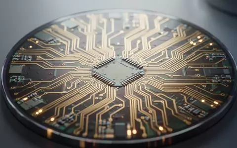 Nahaufnahme eines modernen Silizium-Wafers mit komplexen Mikrochip-Schaltkreisen in einer Laborumgebung. - Foto: über boerse-global.de