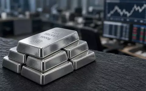 Gestapelte Silberbarren auf einer dunklen Schieferplatte bei natürlichem Licht. - Foto: über boerse-global.de