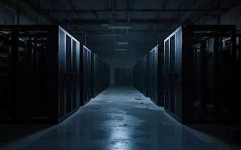 Dunkler, verlassener Serverraum mit schwarzen Rack-Schränken und kühler blauer Beleuchtung. - Foto: über boerse-global.de