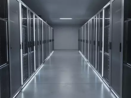 Ein minimalistischer, leerer Serverraum mit metallischen Racks in einer ruhigen, professionellen Umgebung. - Foto: über boerse-global.de