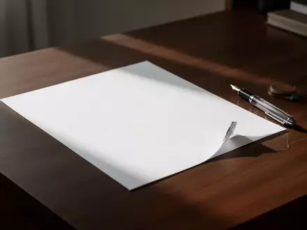 Ein leeres Blatt Papier auf einem dunklen Schreibtisch in sanftem, natürlichem Licht. - Foto: über boerse-global.de