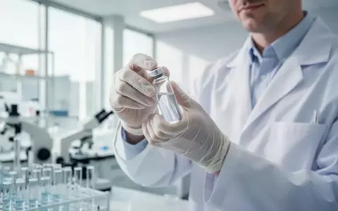 Ein Forscher in einem modernen Labor hält ein medizinisches Fläschchen für eine klinische Studie in der Hand. - Foto: über boerse-global.de
