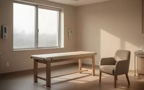 Ein heller, minimalistischer Behandlungsraum in einer Klinik mit einer leeren Liege und natürlichem Tageslicht. - Foto: über boerse-global.de