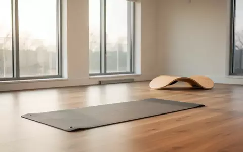Ein heller, moderner Therapieraum mit Übungsmatte und Balance-Board, Fokus auf Bewegungstherapie und Rehabilitation. - Foto: über boerse-global.de