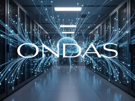 Abstraktes, modernes Rechenzentrum mit leuchtenden Glasfaserkabeln als Symbol für künstliche Intelligenz und Datenanalyse - Foto: über boerse-global.de