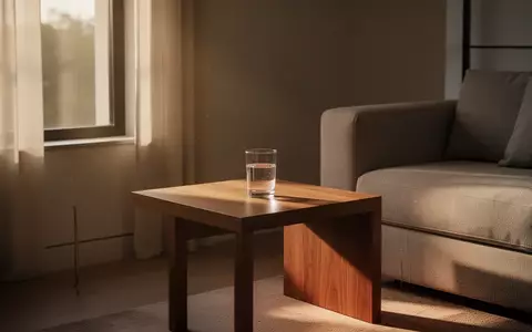 Ein helles, minimalistisches Wohnzimmer mit einem Glas Wasser auf einem Holztisch bei Tageslicht. - Foto: über boerse-global.de