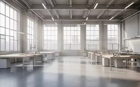 Heller, moderner und aufgeräumter Arbeitsbereich in einer Industriehalle mit viel natürlichem Tageslicht. - Foto: über boerse-global.de