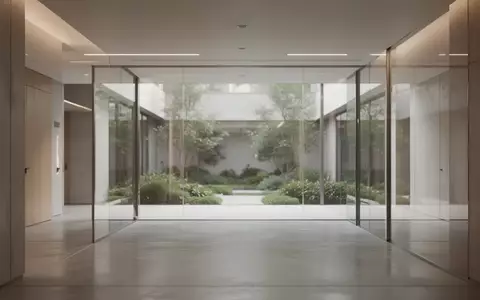 Ein heller, moderner Architekturraum mit klaren Linien und einem Blick in einen begrünten Innenhof. - Foto: über boerse-global.de
