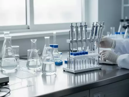 Laborumgebung mit Glasgeräten und wissenschaftlichen Messinstrumenten auf einem Edelstahltisch. - Foto: über boerse-global.de