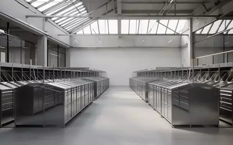 Leere Metallsortierbehälter in einer modernen, minimalistischen Postverteilzentrale bei natürlichem Lichteinfall. - Foto: über boerse-global.de