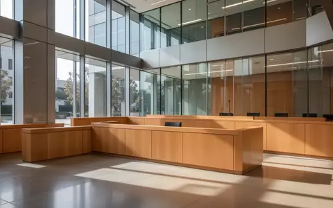 Ein minimalistischer Gerichtssaal in San Jose mit Holzoberflächen und Lichteinfall durch große Fenster. - Foto: über boerse-global.de