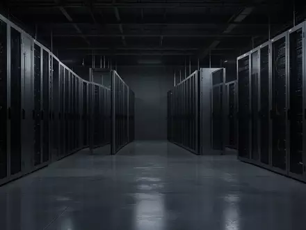 Dunkle, moderne Serverräume in einer industriellen Umgebung mit metallischen Servergestellen. - Foto: über boerse-global.de