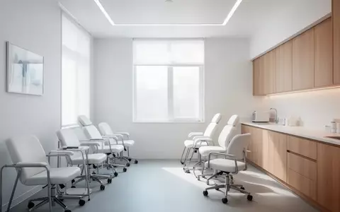 Ein heller, moderner Behandlungsraum in einer Arztpraxis mit minimalistischer Einrichtung und natürlichem Tageslicht. - Foto: über boerse-global.de