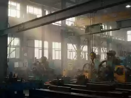 Moderne Industrieanlage mit Stahlträgern und Maschinen in einer Fabrikhalle bei natürlichem Lichteinfall - Foto: über boerse-global.de